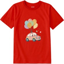 Colermi Pamuk Kumaş Çocuk Tişörtü – Balonlu Sevimli Araba Baskılı T-Shirt