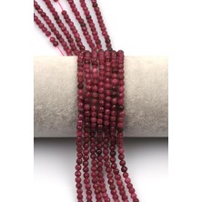 Doğal Yakut Taş Dizi 4 mm Fasetli Küre, Zarif ve Parlak Takı Parçası