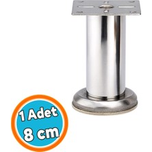 Nzb Mobilya Ayağı Modern Koltuk Kanepe Dayanıklı Tv Ünite Ayağı Ayakları Tablalı Krom Metal 8 cm Gümüş