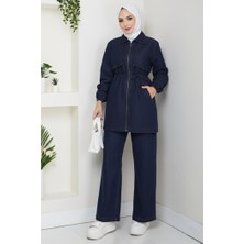 İlkimay.com Ipli Ceket Pantolon Kot Ikili Takım 1641 - Koyu Mavi