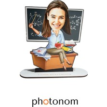 Photonom Kadın Öğretmen Karikatür Mdf Ahşap - Öğretmene Hediye