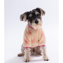 Pettrend Krem Çiçek Desenli Soft Garden Sweat ( Dar Kalıp) Kedi Köpek Sweati Kedi Köpek Kıyafeti Köpek Peluşu Sıcak Tutan Sweat