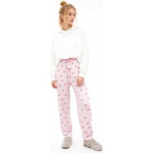 Rays Pembe Fiyonk Desenli Lastik Bel Kadın Pijama Altı 4528