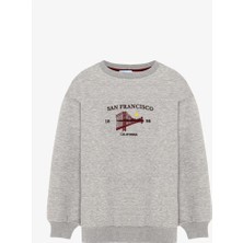 Sweatshırt Nakışlı Arkası Fermuarlı Oversıze