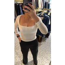 Bluz Kare Yaka Uzun Kollu