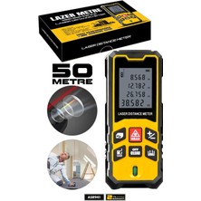 Assur Profesyonel Lazer Terazili Dijital Mesafe Ölçer 50 Metre Ölçüm Cihazı Sarı Lazer Metre