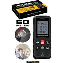 Assur Profesyonel Lazer Terazili Dijital Mesafe Ölçer 50 Metre Ölçüm Cihazı Siyah Lazer Metre