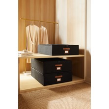 Ocean Home Textile 3'lü Siyah Renk Jüt Destekli Kutu Hurç Set 55 x 70 x 18 cm