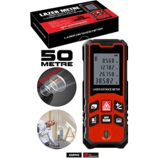 Assur Profesyonel Lazer Terazili Dijital Mesafe Ölçer 50 Metre Ölçüm Cihazı Kırmızı