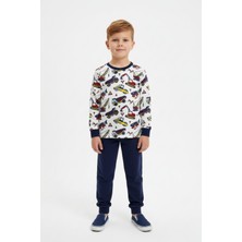 New Kids Iş Makinesi Baskılı Uzun Kollu Mevsimlik Erkek Çocuk Pamuk Pijama Takımı