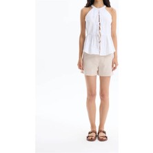 Bluz Önü Bağcıklı Halter Yaka