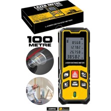 Assur Profesyonel Lazer Terazili Dijital Mesafe Ölçer 100 Metre Ölçüm Cihazı Sarı Lazer Metre