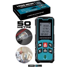 Assur Profesyonel Lazer Terazili Dijital Mesafe Ölçer 50 Metre Ölçüm Cihazı Mavi