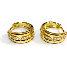 Toz Vintage Arielle Gold Taş Detaylı Halka Vintage Retro Küpe