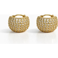 Toz Vintage Brielle Gold Taşlı Bombeli Halka Vintage Retro Küpe
