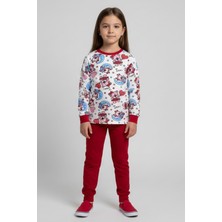 New Kids Ayıcık ve Ay Desenli Uzun Kollu Mevsimlik Pamuk Kız Çocuk Pijama Takımı