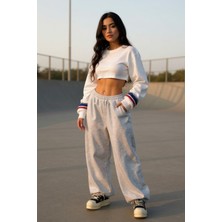 BSBSPOR Erkek Kadın Baggy Bol Kesim Eşofman Altı Jogger Paça Siyah Gri Füme Oversize