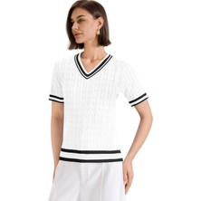 Youknitwear You Kathy %100 Pamuk V Yaka Kadın Triko Kazak