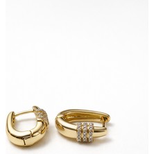 Toz Vintage Brunelle Taş Detaylı Altın Renk Vintage Retro Küpe