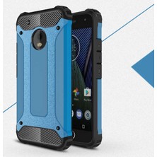 Kilifone - Lenovo Moto G5S Plus Uyumlu - Kılıf Çift Katman Koruyucu Crash Military Tank Kılıf - Mavi