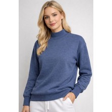 Mamayaga Kadın Yarım Balıkçı Curve Büyük Beden Sweatshirt