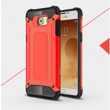 Kilifone - Samsung Galaxy C5 Uyumlu - Kılıf Çift Katman Koruyucu Crash Military Tank Kılıf - Kırmızı