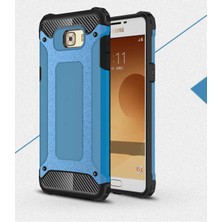 Kilifone - Samsung Galaxy C5 Uyumlu - Kılıf Çift Katman Koruyucu Crash Military Tank Kılıf - Mavi