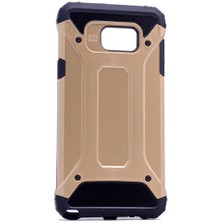 Kilifone - Samsung Galaxy S6 Edge Uyumlu - Kılıf Çift Katman Koruyucu Crash Military Tank Kılıf - Gold