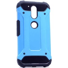 Kilifone - Lenovo Moto G4 Plus Uyumlu - Kılıf Çift Katman Koruyucu Crash Military Tank Kılıf - Mavi