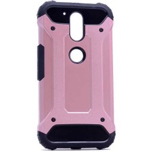 Kilifone - Lenovo Moto G4 Plus Uyumlu - Kılıf Çift Katman Koruyucu Crash Military Tank Kılıf - Rose Gold
