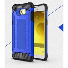 Kilifone - Samsung Galaxy C5 Pro Uyumlu - Kılıf Çift Katman Koruyucu Crash Military Tank Kılıf - Mavi