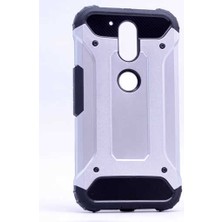 Kilifone - Lenovo Moto G4 Plus Uyumlu - Kılıf Çift Katman Koruyucu Crash Military Tank Kılıf - Gri