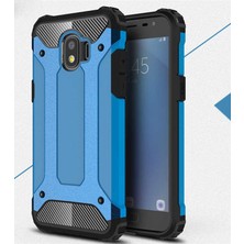 Kilifone - Samsung Galaxy J2 Pro 2018 Uyumlu - Kılıf Çift Katman Koruyucu Crash Military Tank Kılıf - Mavi