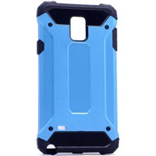 Kilifone - Samsung Galaxy Note 4 Uyumlu - Kılıf Çift Katman Koruyucu Crash Military Tank Kılıf - Mavi