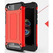 Kilifone - Xiaomi Redmi 5A Uyumlu - Kılıf Çift Katman Koruyucu Crash Military Tank Kılıf - Kırmızı
