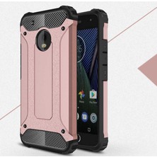 Kilifone - Lenovo Moto G5S Uyumlu - Kılıf Çift Katman Koruyucu Crash Military Tank Kılıf - Rose Gold