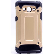 Kilifone - Samsung Galaxy J2 Prime Uyumlu - Kılıf Çift Katman Koruyucu Crash Military Tank Kılıf - Gold