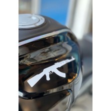 Banxtre Araba-Motor Için Beyaz Renk Ak-47 Keleş Kalaşnikof Sticker Etiket (1 Adet) 14CMX4CM
