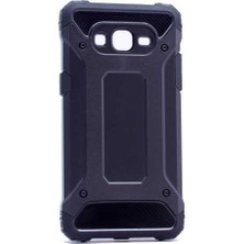 Kilifone - Samsung Galaxy J2 Prime Uyumlu - Kılıf Çift Katman Koruyucu Crash Military Tank Kılıf - Siyah