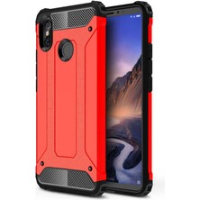 Kilifone - Xiaomi Mi Max 3 Uyumlu - Kılıf Çift Katman Koruyucu Crash Military Tank Kılıf - Kırmızı