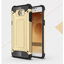 Kilifone - Samsung Galaxy C5 Pro Uyumlu - Kılıf Çift Katman Koruyucu Crash Military Tank Kılıf - Gold