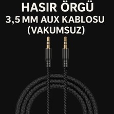 1.5 Metre Aux Kablo Hasır Örgü 3.5mm Aux Kablosu (Vakumsuz)