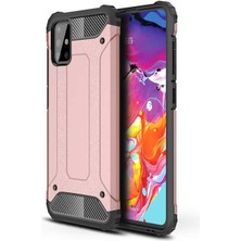 Kilifone - Samsung Galaxy A51 Uyumlu - Kılıf Çift Katman Koruyucu Crash Military Tank Kılıf - Rose Gold