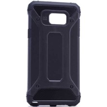 Kilifone - Samsung Galaxy S6 Edge Uyumlu - Kılıf Çift Katman Koruyucu Crash Military Tank Kılıf - Siyah