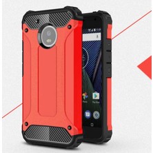 Kilifone - Lenovo Moto G5S Plus Uyumlu - Kılıf Çift Katman Koruyucu Crash Military Tank Kılıf - Kırmızı