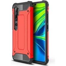Kilifone - Xiaomi Mi Note 10 Lite Uyumlu - Kılıf Çift Katman Koruyucu Crash Military Tank Kılıf - Kırmızı