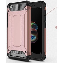 Kilifone - Xiaomi Redmi 5A Uyumlu - Kılıf Çift Katman Koruyucu Crash Military Tank Kılıf - Rose Gold