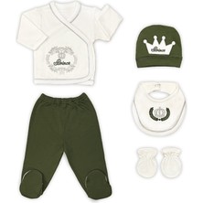 Sema Baby Prens Lüks 5 Parça Hastane Çıkışı Zıbın Seti - Yeşil