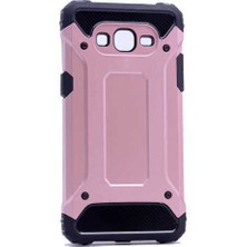 Kilifone - Samsung Galaxy J2 Prime Uyumlu - Kılıf Çift Katman Koruyucu Crash Military Tank Kılıf - Rose Gold