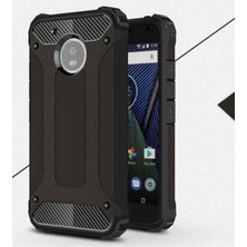 Kilifone - Lenovo Moto G5S Plus Uyumlu - Kılıf Çift Katman Koruyucu Crash Military Tank Kılıf - Siyah